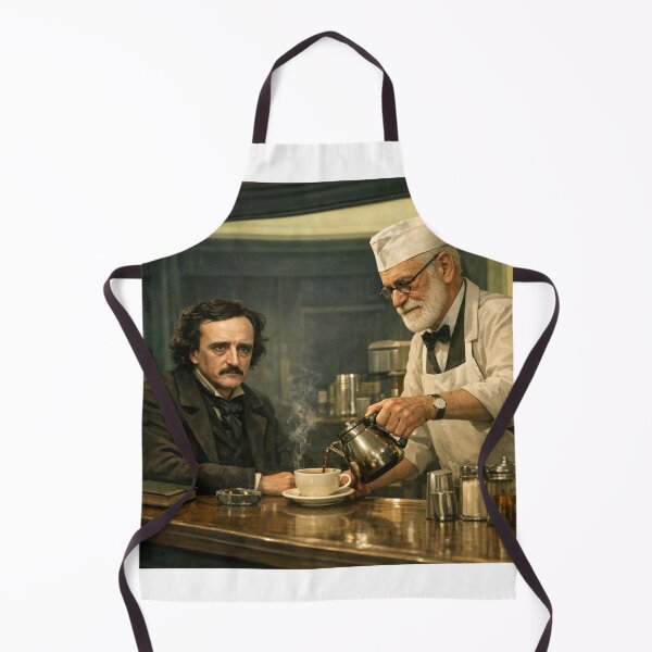 Item preview, Sigmund Freud serves coffee to Edgar Allan Poe in the Nighthawks Diner designed and sold by Halifaxartguy.