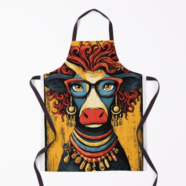 Item preview, Stylish Cow with Glasses and Red Curly Hair Art designed and sold by Artessie.