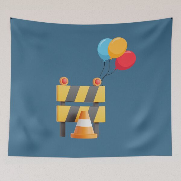 Item preview, Funny Roadwork Barrier with Balloons - Cute Construction Humor Design. designed and sold by LunaPrintCo.