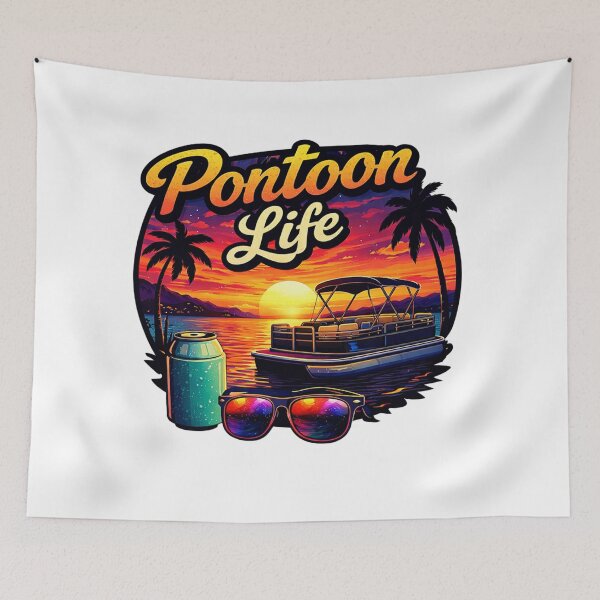 Item preview, Pontoon Life Retro Sunset Lake Vibes Boating Shirt designed and sold by CrazyGirlllc.