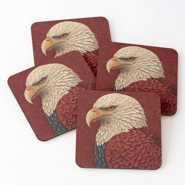 Item preview, Bald Eagle Pattern Design on Red Background designed and sold by daila70.