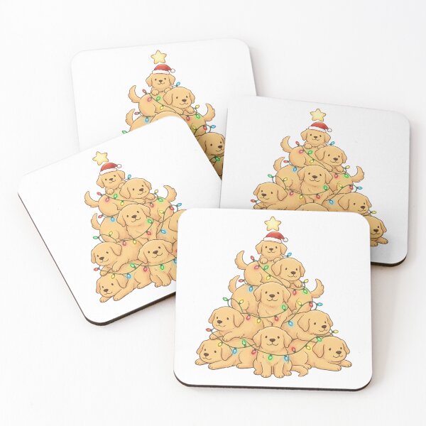Item preview, Adorable Golden Retriever Christmas Tree Stack designed and sold by chattsuede.