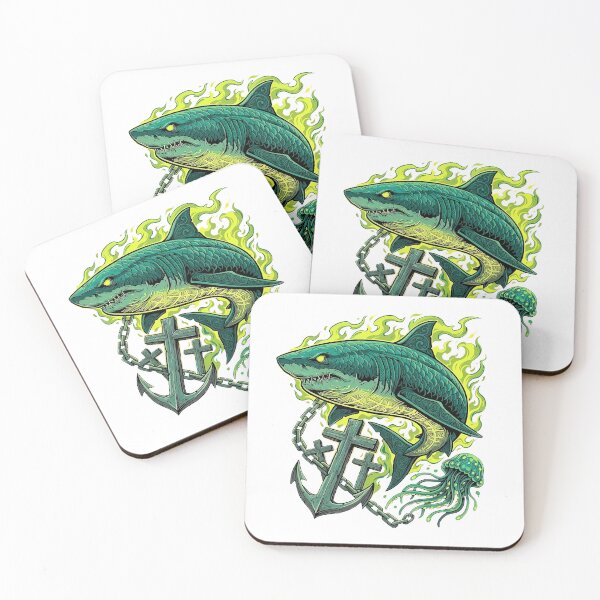 Item preview, Shark Anchor and Jellyfish Tattoo Style Art designed and sold by RumiRogue.
