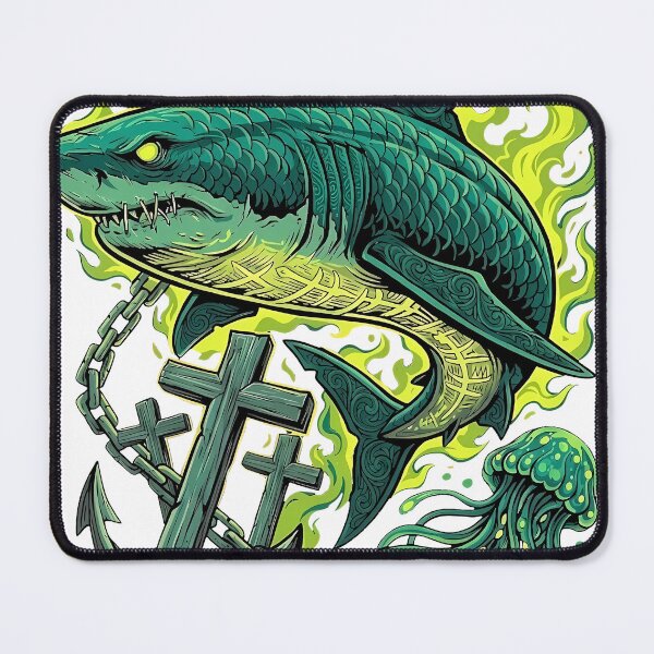 Item preview, Shark Anchor and Jellyfish Tattoo Style Art designed and sold by RumiRogue.