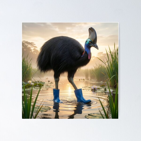 Item preview, Cassowary Wades in Rain Boots designed and sold by Tridentulus.