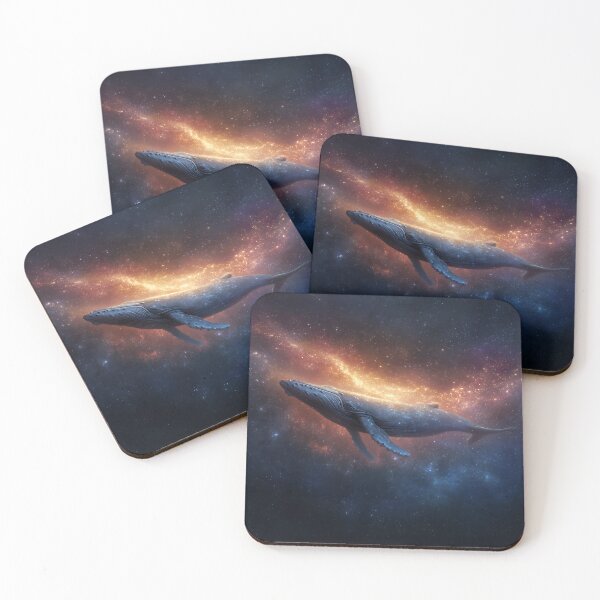 Item preview, Humpback Whale Gliding Through Golden Galaxy Nebula designed and sold by EK-World.