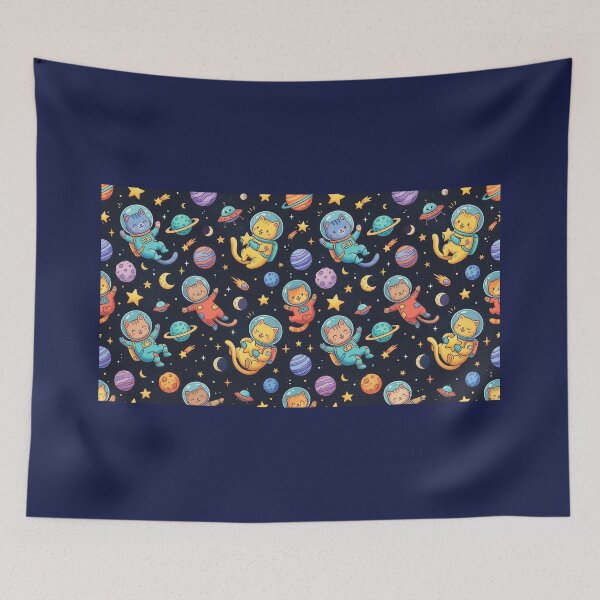 Item preview, Kawaii Space Cats Galaxy Pattern designed and sold by Kate1art.