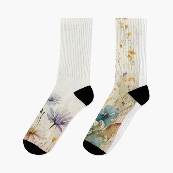 Item preview, Spring Boho watercolour pastel wildflower garden painting, nature inspired neutral colours floral spring botanical flowers designed and sold by navitalidesign.