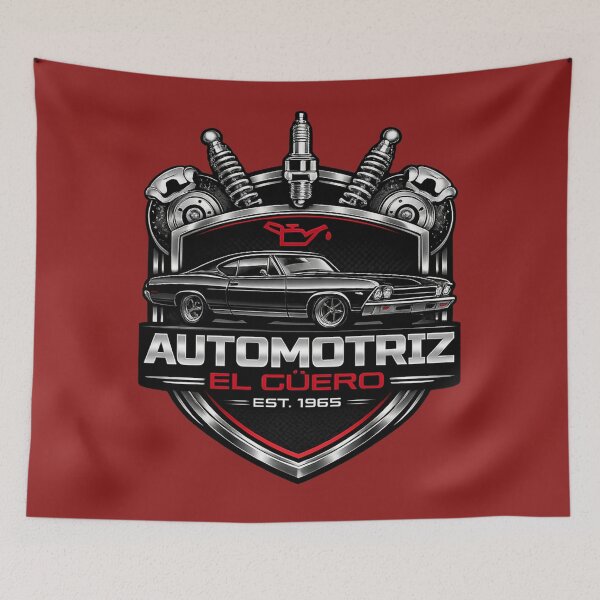 Item preview, Vintage Classic Car Badge – Automotriz El Güero 1965 Retro Muscle Garage Emblem designed and sold by Retro Arabica.