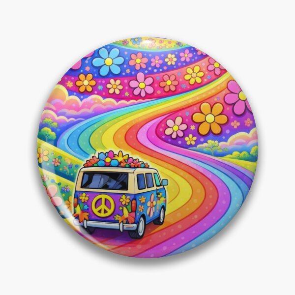 Item preview, Psychedelic Hippie Camper Van – Rainbow Road Flower Power Retro Dreamscape designed and sold by Digital Culture Studio.