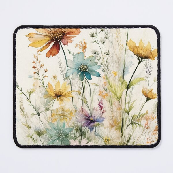Item preview, Blossoming spring Boho watercolour pastel wildflower garden painting, nature inspired neutral colours floral spring botanical flowers designed and sold by navitalidesign.