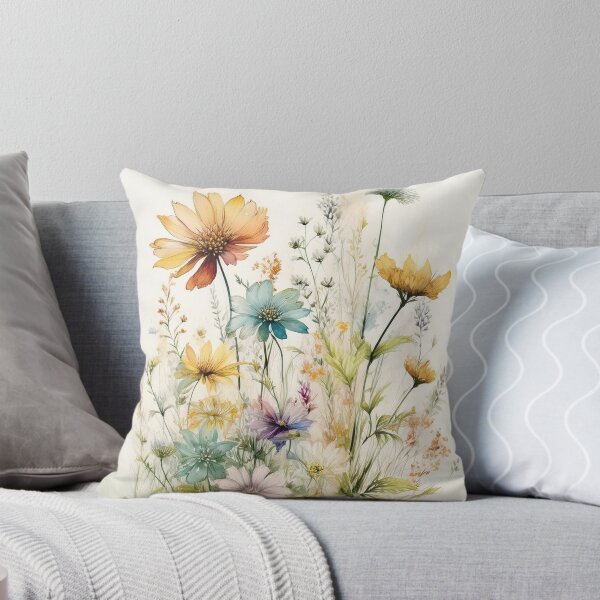 Item preview, Blossoming spring Boho watercolour pastel wildflower garden painting, nature inspired neutral colours floral spring botanical flowers designed and sold by navitalidesign.