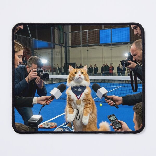 Item preview, Padel Cat Champion Interview – Funny Press Conference Animal Sports Design designed and sold by ticzla95.