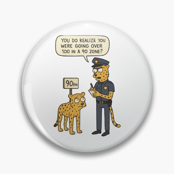 Item preview, Speeding Cheetah Pulled Over – Funny Animal Pun Design | 100km Zone Joke | Police Cheetah Cartoon designed and sold by Donsean22.