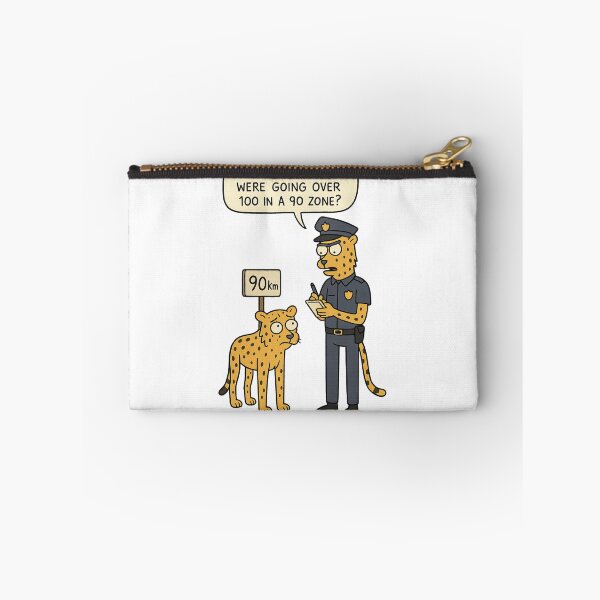 Item preview, Speeding Cheetah Pulled Over – Funny Animal Pun Design | 100km Zone Joke | Police Cheetah Cartoon designed and sold by Donsean22.