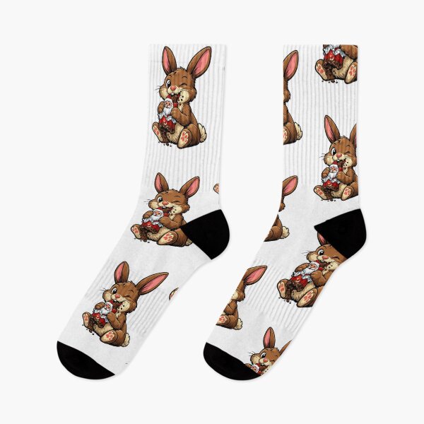 Item preview, Easter bunny eating Santa Claus chocolate – Funny Easter design designed and sold by Gletschie.