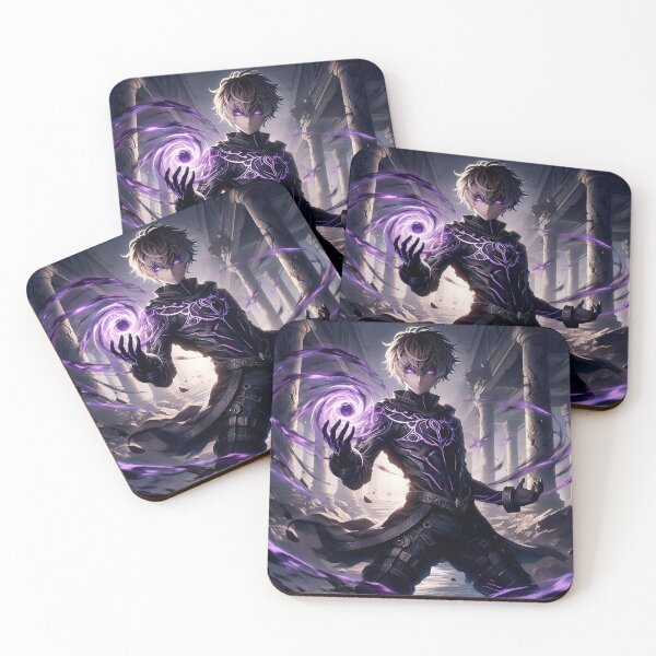 Item preview, Void Sorcerer: Epic Anime Mage Harnessing Dark Purple Energy in Ancient Temple Ruins designed and sold by MouradStudio.