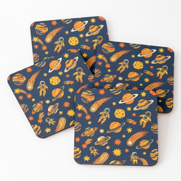 Item preview, Cosmic Explorer Retro Space Pattern - Navy and Orange Celestial Star Pattern designed and sold by Kate1art.