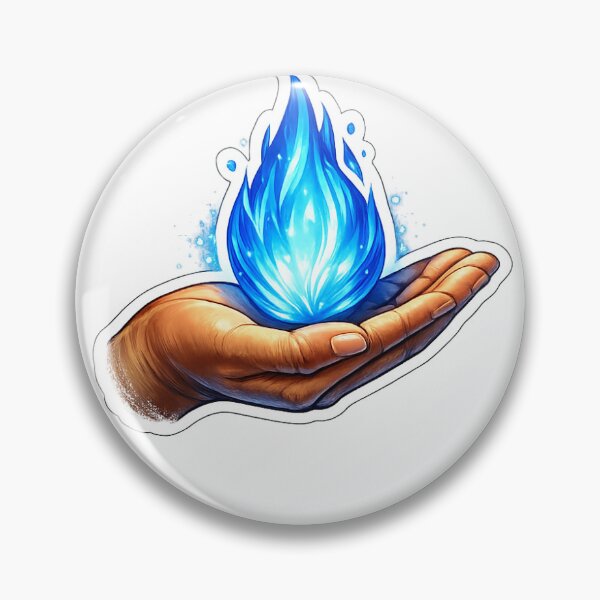 Item preview, Sticker: Hand holding a blue flame designed and sold by VibeCraft-Studio.