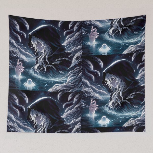 Item preview, Soul Ferryman: Mystical Hooded Anime Figure Guiding Ethereal Spirits by the Dark River designed and sold by MouradStudio.