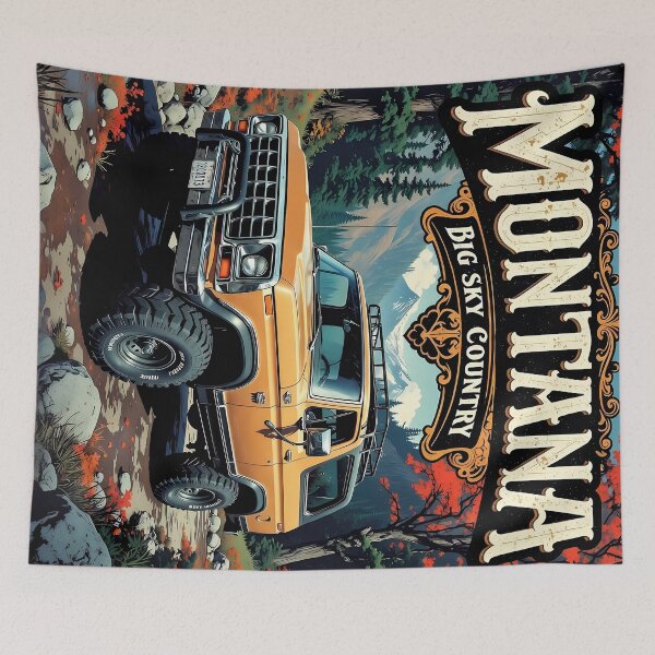 Item preview, Vintage Montana Big Sky Country Offroad Truck Poster designed and sold by BorgSpareParts.