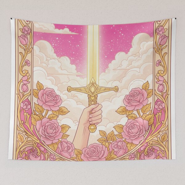Item preview, Ace of Swords Mystic Rose Tarot designed and sold by HeyHas.