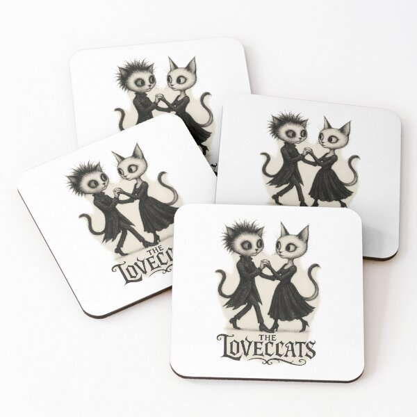 Item preview, Goth Dancing Cats – Lovecats Inspired Art | The Cure Style Dark Cute Illustration | Gothic Romance Cat Design designed and sold by Donsean22.