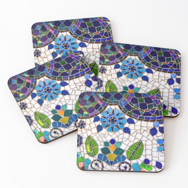 Item preview, Blue Mosaic Floral Swirl Pattern designed and sold by AnimaliaStar.