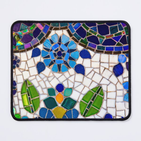 Item preview, Blue Mosaic Floral Swirl Pattern designed and sold by AnimaliaStar.