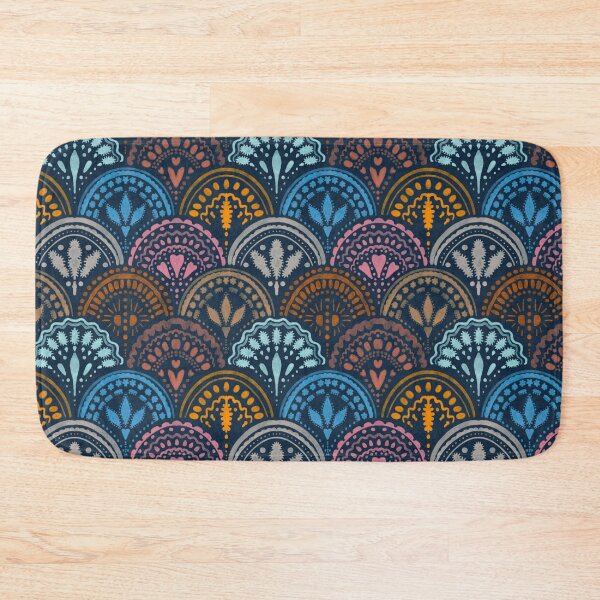 Item preview, Midnight Scallop Pattern — Bright Contrasts on Dark Blue designed and sold by Sharuss.