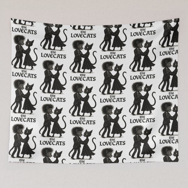 Item preview, Goth Dancing Black Cats – Lovecats Inspired Art | The Cure Style Dark Cute Illustration | Cool Gothic Romance Cat Design  designed and sold by Donsean22.