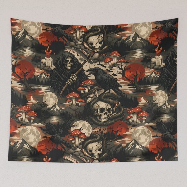 Item preview, Grimdark Occult Skull Raven designed and sold by Forged in the Warp.