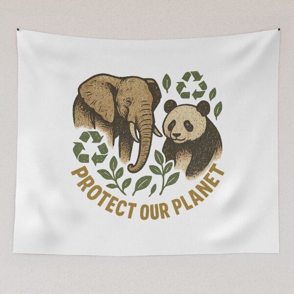 Item preview, Vintage-Inspired Animal Conservation Illustration with Eco Messages for Eco-Friendly Apparel designed and sold by DrainedUwU.