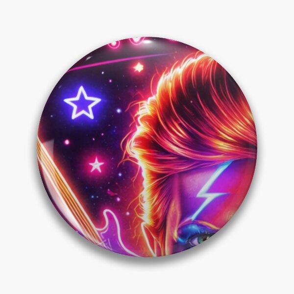 Item preview, David Bowie Neon Icon – Futuristic Comic Style Portrait in Vibrant 1:1 Glow designed and sold by SHOCAMPOS DESIGNS .