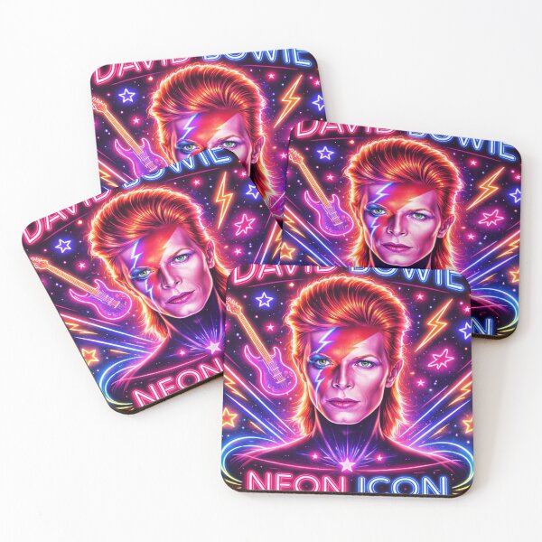Item preview, David Bowie Neon Icon – Futuristic Comic Style Portrait in Vibrant 1:1 Glow designed and sold by SHOCAMPOS DESIGNS .