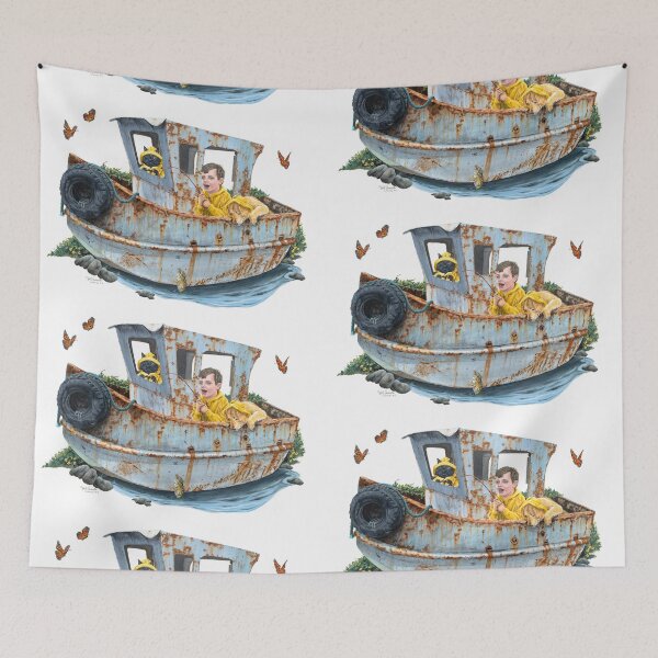 Item preview, Fishing with a dog and cat, Ship of dreams designed and sold by HollySimental.