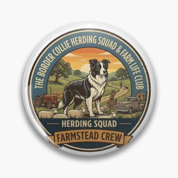 Item preview, Border Collie Herding Squad - Vintage Farmstead Crew Life Club designed and sold by FarDesign.
