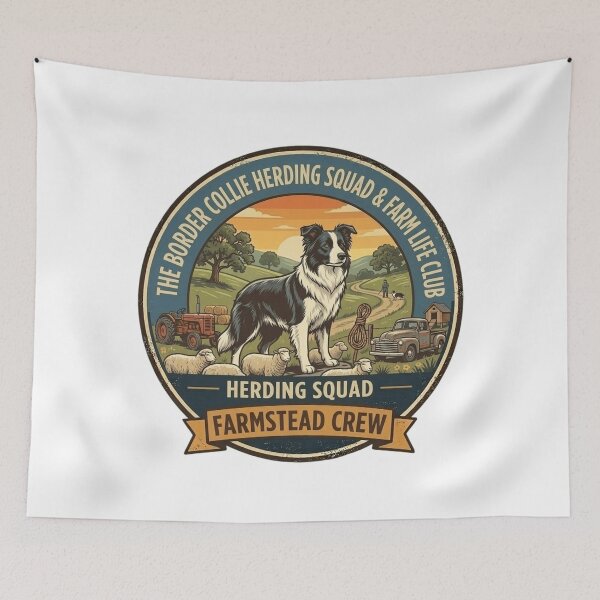 Item preview, Border Collie Herding Squad - Vintage Farmstead Crew Life Club designed and sold by FarDesign.