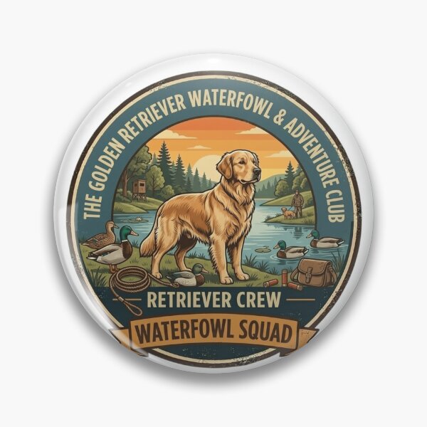 Item preview, Golden Retriever Waterfowl & Adventure Club - Vintage Retriever Crew Badge designed and sold by FarDesign.