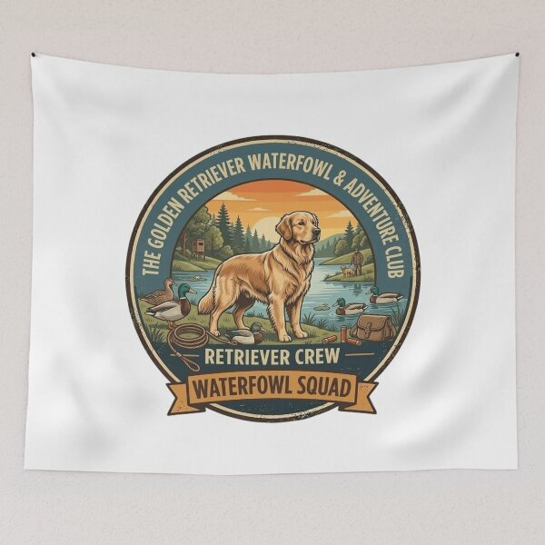 Item preview, Golden Retriever Waterfowl & Adventure Club - Vintage Retriever Crew Badge designed and sold by FarDesign.