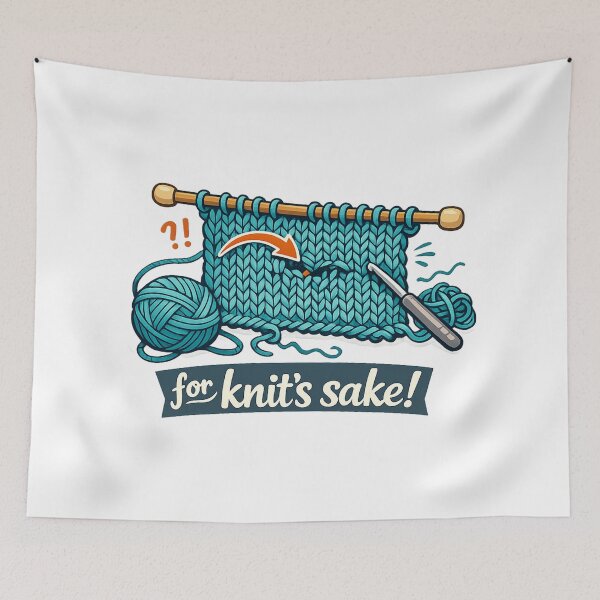 Item preview, For Knit's Sake! Knitting Meme designed and sold by Coral Surprise Studio | Playful & Dreamy Designs.
