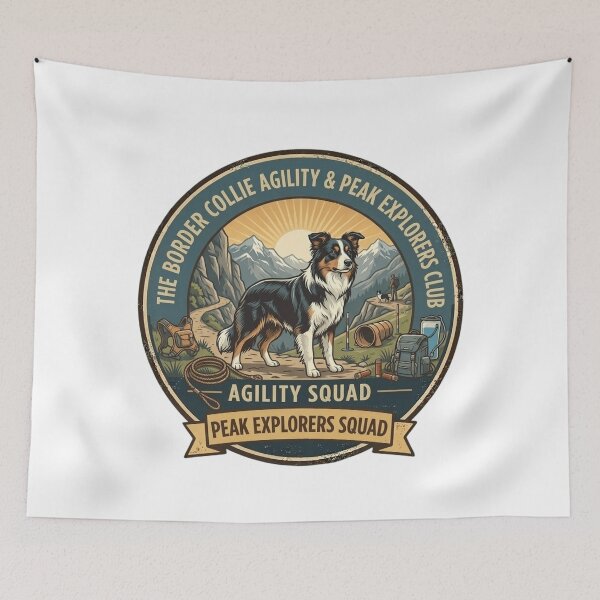 Item preview, Border Collie Agility Squad - Peak Explorers Club Mountain Adventure designed and sold by FarDesign.
