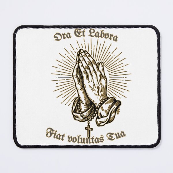 Item preview, Ora Et Labora Praying Hands Vintage Christian Design Fiat Voluntas Tua designed and sold by Love Christ Live Life.