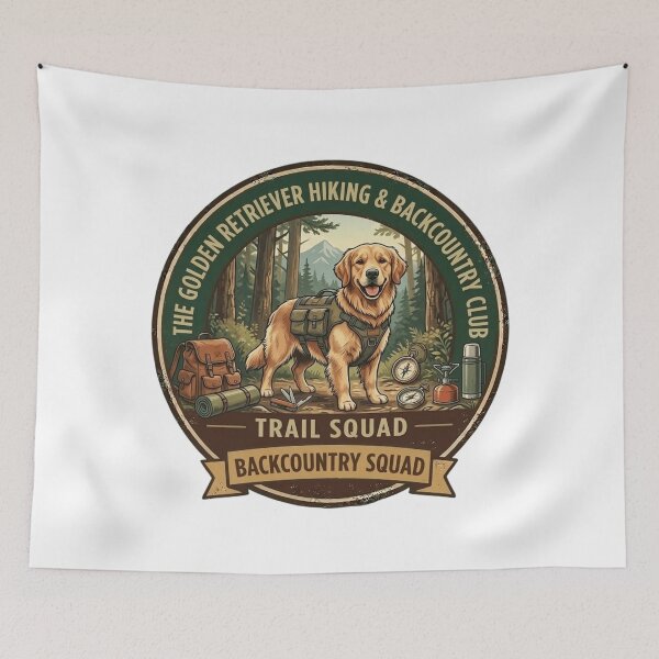 Item preview, Golden Retriever Hiking Club - Backcountry Trail Squad Adventure Badge designed and sold by FarDesign.