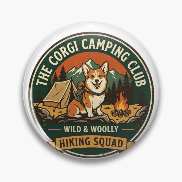 Item preview, Corgi Camping Club - Wild and Woolly Hiking Squad Adventure Badge designed and sold by FarDesign.