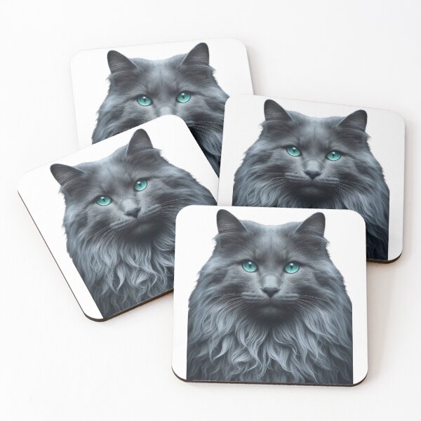 Item preview, Beautiful Nebelung Cat Emerald Eyes Silver Fur Portrait designed and sold by lKenima.