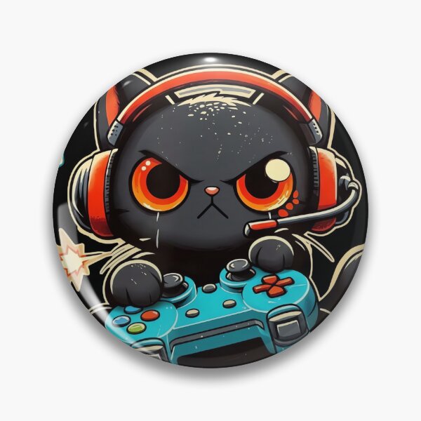 Item preview, Funny Gamer Cat - Angry Black Cat Gaming with Controller designed and sold by MOFAPPAREL.