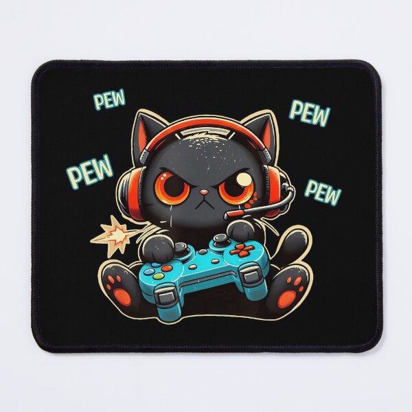 Item preview, Funny Gamer Cat - Angry Black Cat Gaming with Controller designed and sold by MOFAPPAREL.