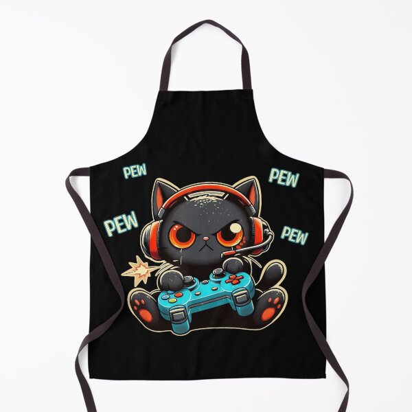 Item preview, Funny Gamer Cat - Angry Black Cat Gaming with Controller designed and sold by MOFAPPAREL.