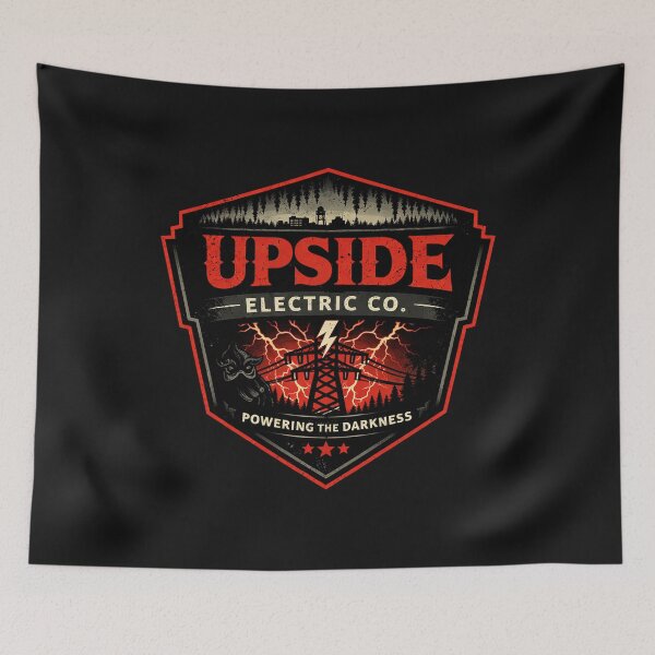 Item preview, Upside Electric Co Shirt Vintage Horror Utility Graphic Lightning Badge Tee designed and sold by GhostDawgs.